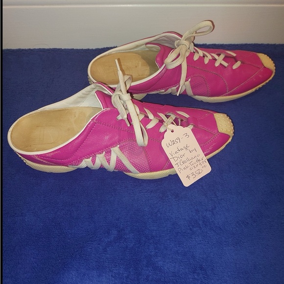 RARE VINTAGE CHRISTIAN DIOR BY JOHN GALLIANO PINK TROTTER SNEAKERS - Picture 7 of 10